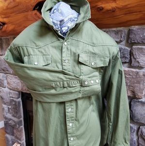 WE Schmidt pearl snap button western style shirt deep green color XXL